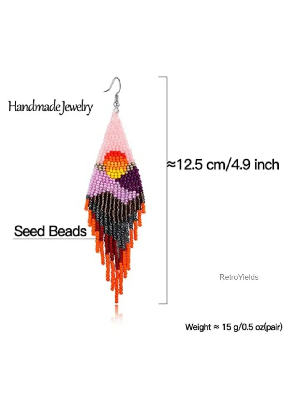 Handmade Long Tassel Beaded Dangle Earrings Boho Statement Drop Fringe